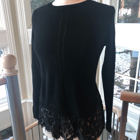 Autumn Cashmere Sweaters - NWT Autumn Cashmere Lace-Trimmed L-S Sweater